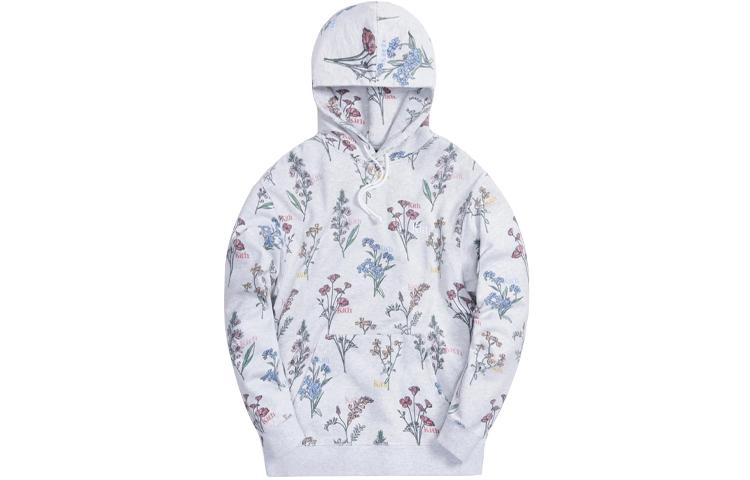 KITH Botanical Floral Williams III Unisex Hoodie in Light Grey KH2624-002