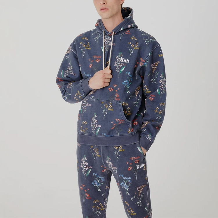 KITH Botanical Floral Williams III Unisex Hoodie in Dark Blue. KH2624-413 圖 4