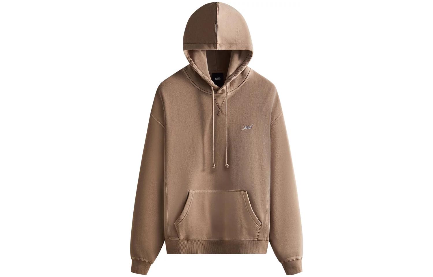 KITH Brown Hoodie with Tonal Logo Embroidery KHM030941-239