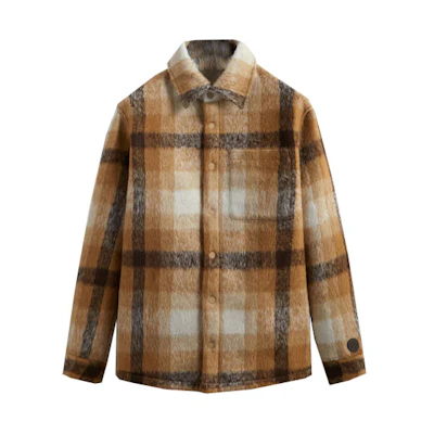 KITH Check Sheridan Shirt Jacket Canvas Plaid Leather Patch Unisex Style KHM010383-210