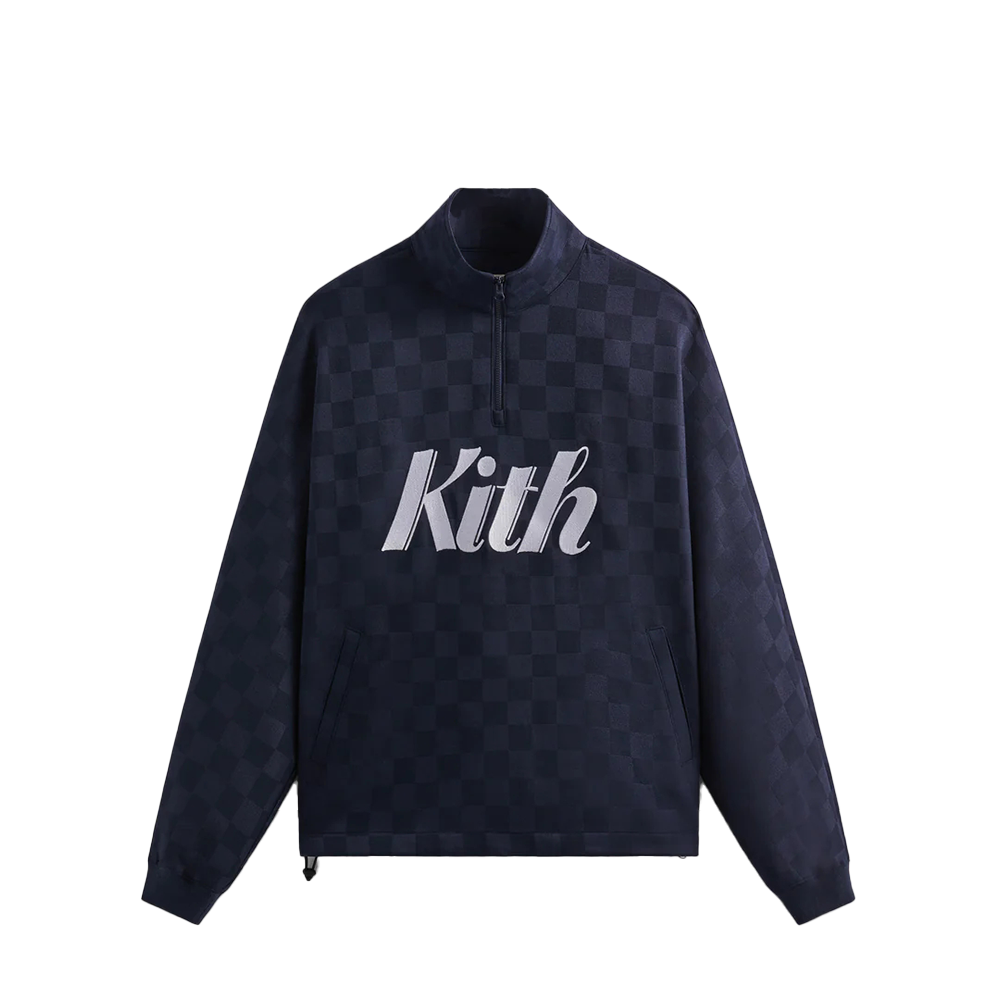 KITH Checkerboard Quarter-Zip Pullover Navy Long Sleeve Sweatshirt KHM031823-413