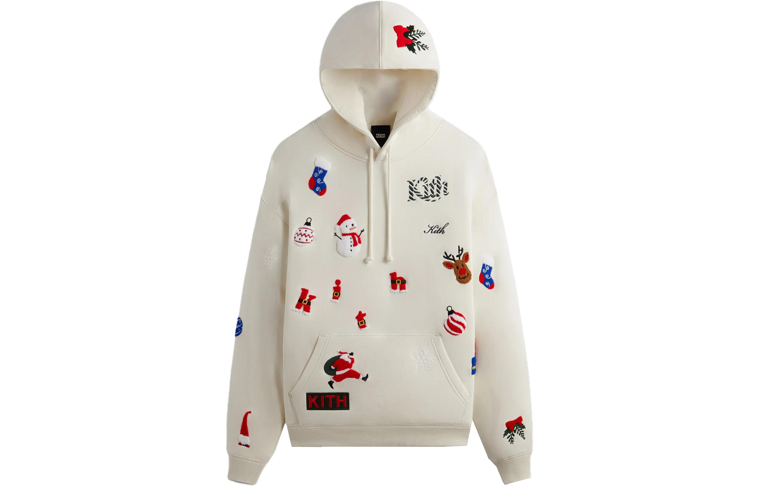 KITH Christmas Exclusive Embroidered Pocket Hoodie Unisex - Off White khm031673-104