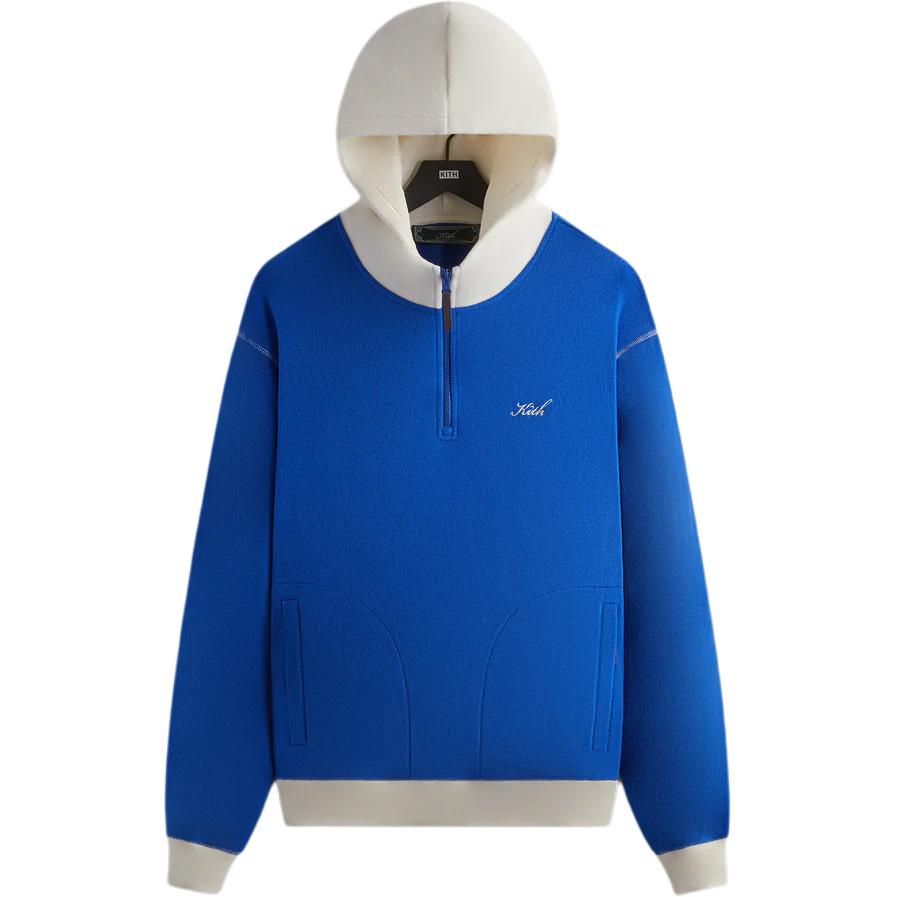 KITH Coleman Quarter Zip Colorblock Hoodie Men’s Long Sleeve Cyclone Color KHM031662-423