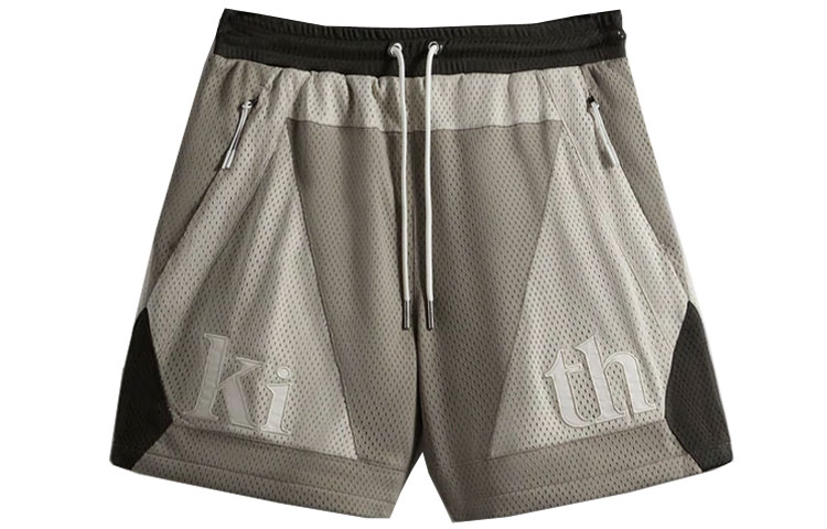 KITH Colorblock Letter Drawstring Casual Shorts Grey (). KHM060108-207