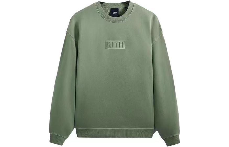KITH Cyber Monday Green Box Logo Embroidered Crewneck Sweatshirt Unisex. KHM030874-342