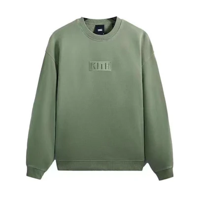 KITH Cyber Monday Green BOGO Embroidered Crewneck Sweatshirt Unisex. KHM030874-342