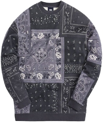 KITH Deconstructed Bandana Crewneck Black Unisex Sweater KH2650-001 Order KITH Deconstructed Bandana Crewneck Black Unisex Sweater KH2650-001