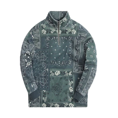 KITH Deconstructed Bandana Quarter Zip Jacket Green Unisex KH2651-302