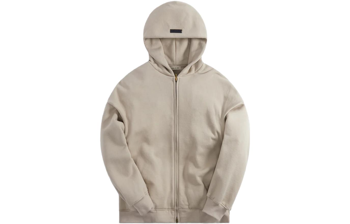 KITH Eternal Cotton Fleece Zip Hoodie Beige Loose Fit Full-Zip Sweatshirt FGE50025FLC-BEI