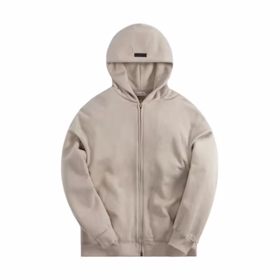 KITH Eternal Cotton Fleece Zip Hoodie Beige Loose Fit Full-Zip Sweatshirt FGE50025FLC-BEI