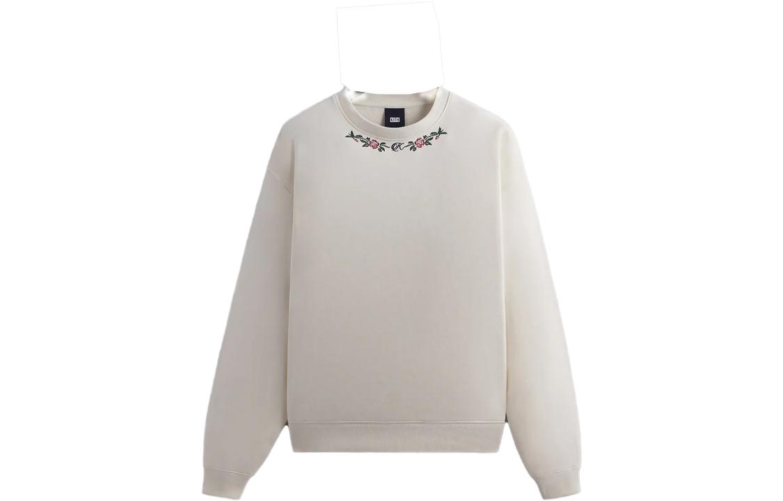 KITH Fall/Winter Rose Nelson Crewneck Beige Unisex Sweatshirt with Floral Embroidery KHM031469-104