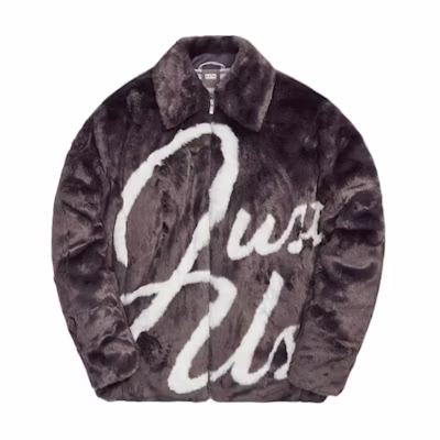 KITH Faux Fur Coaches Jacket Gray Long Sleeve Outerwear. KHM010011-503