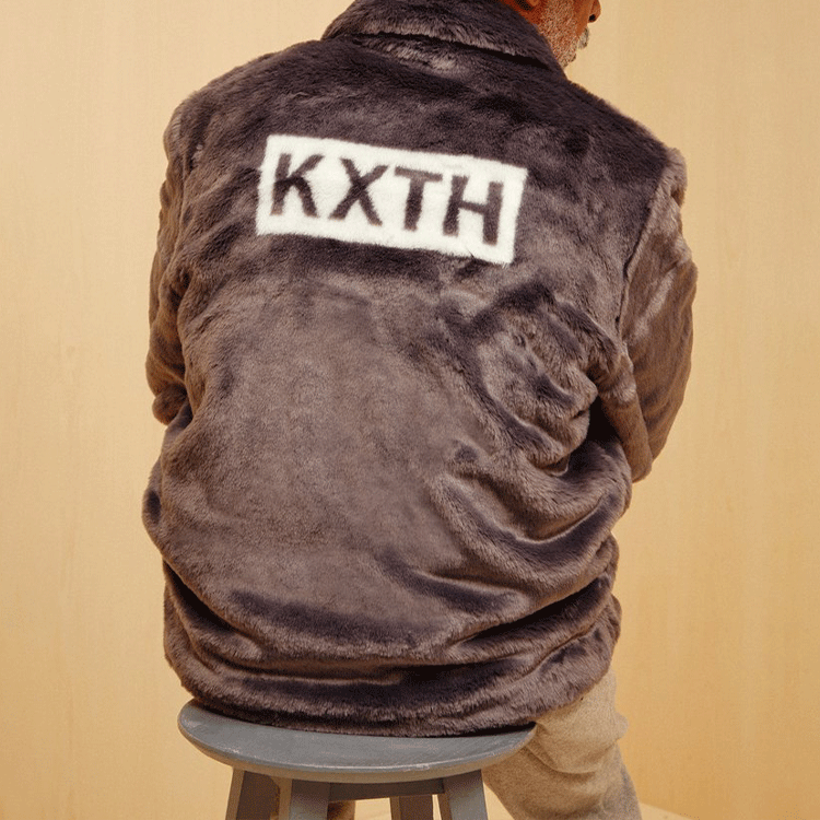 Purchase KITH Faux Fur Coaches Jacket Gray Long Sleeve Outerwear. KHM010011-503