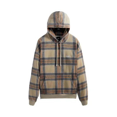 KITH FW22 Plaid Print Pullover Hoodie Brown () KHM030805-210