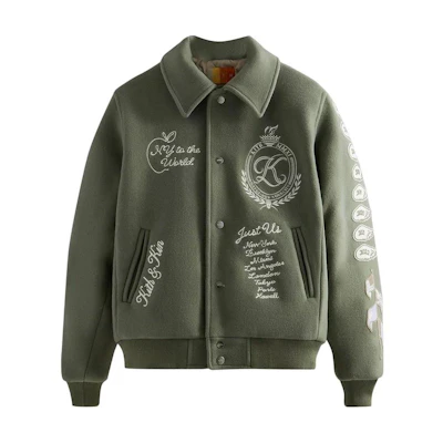 KITH FW22 Solid Logo Print Collared Jacket Green KHM010258-332