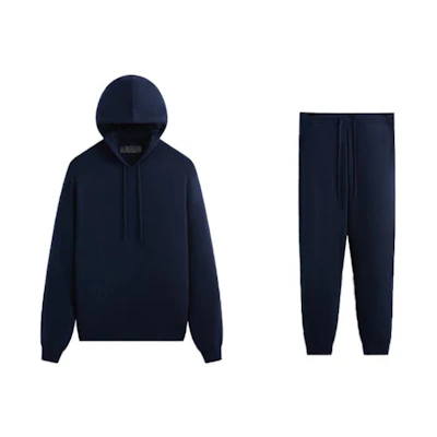 KITH FW23 101 Cashmere Knit Avon Set Unisex Navy Blue Sweatsuit KHM031505-413