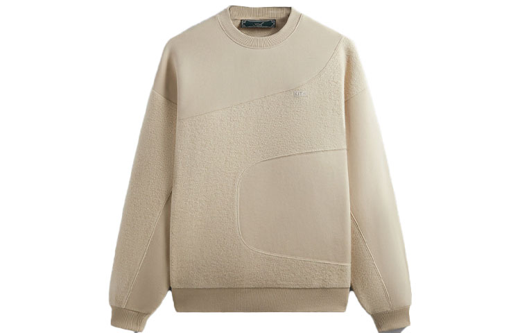 Order KITH FW23 弧形拼接男女同款米色套头毛衣卫衣。 KHM031531-262