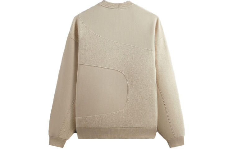 Lookbook KITH FW23 弧形拼接男女同款米色套头毛衣卫衣。 KHM031531-262
