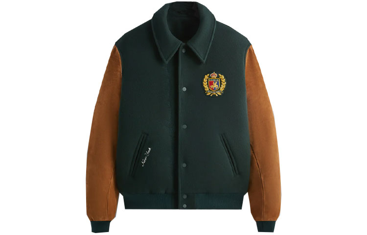 KITH FW23 Bergdorf Goodman Coaches Jacket Green - Embroidered Unisex Casual Style KHM010407-302