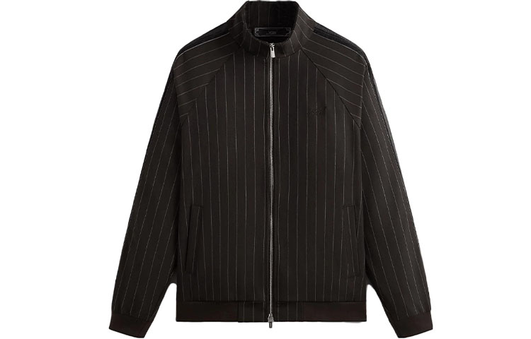 KITH FW23 Black Striped Raglan Zipper Track Jacket Unisex. KHM031512-211