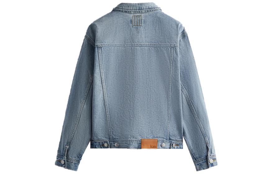 Lookbook KITH FW23 Chaqueta Denim Indigo Unisex Vintage Logo de Cuero. KHM010269-415