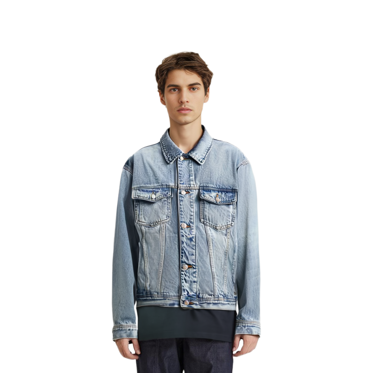 Purchase KITH FW23 Chaqueta Denim Indigo Unisex Vintage Logo de Cuero. KHM010269-415