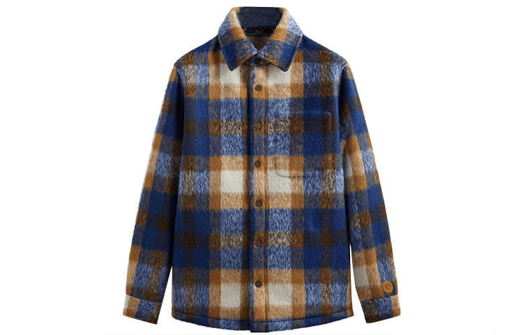 KITH FW23 Check Sheridan Flannel Shirt Jacket Blue Unisex Retro Style KHM010383-483