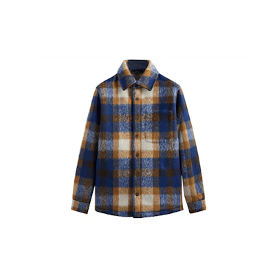 KITH FW23 Check Sheridan Flannel Shirt Jacket Blue Unisex Retro Style KHM010383-483
