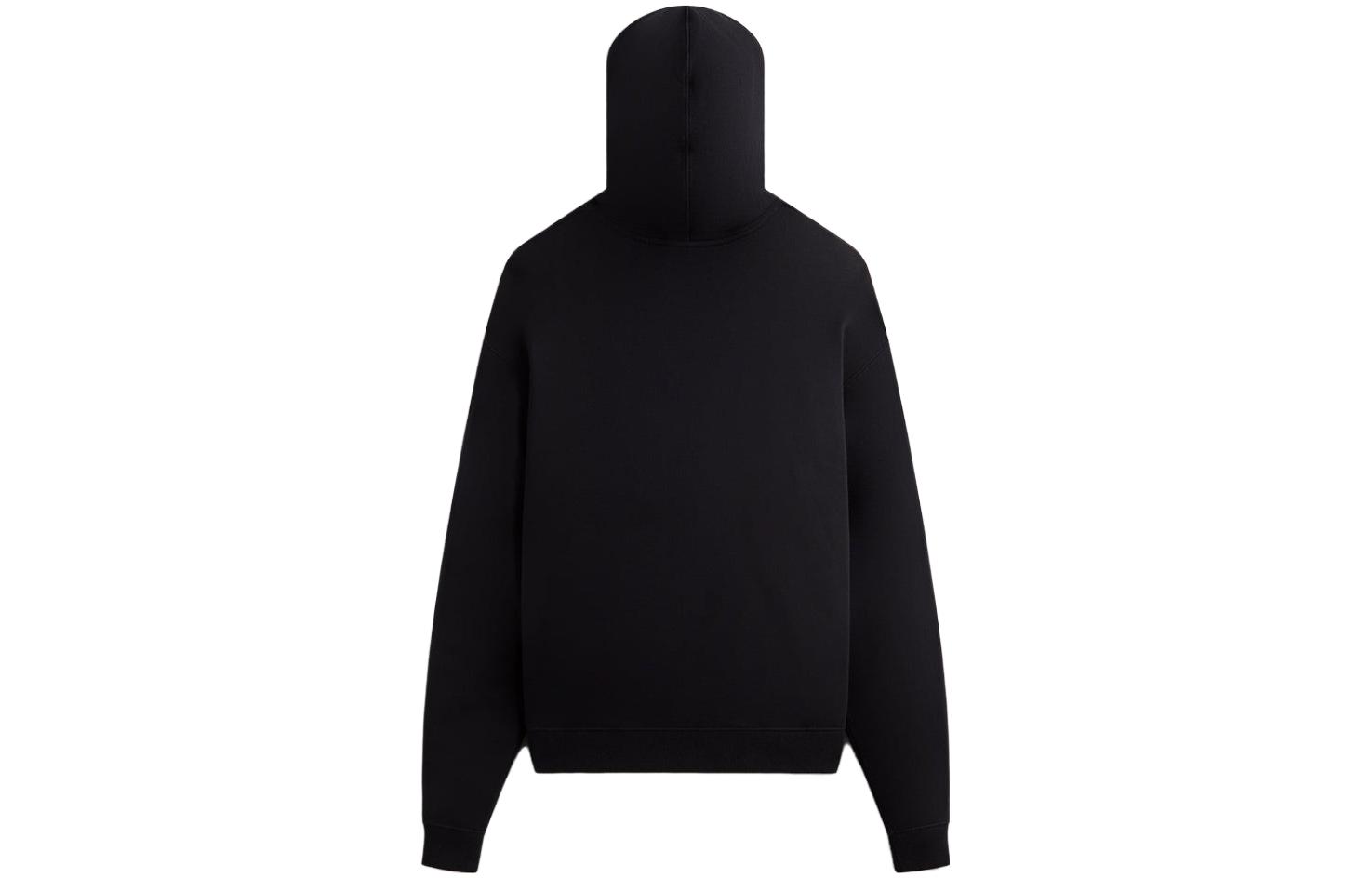 Lookbook KITH FW23 크리스마스 에디션 유니섹스 블랙 후디 자수 로고. khm031685-001