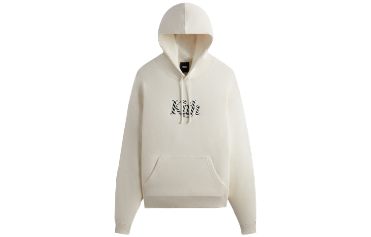 KITH FW23 Christmas Hoodie Beige Unisex Logo Embroidery Pullover with Pocket khm031685-104