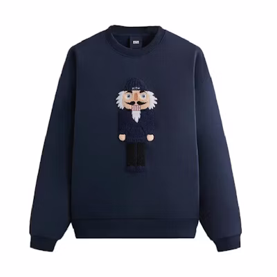 KITH FW23 Christmas Nutcracker Chenille Embroidery Sweatshirt Navy Unisex. KHM031692-413