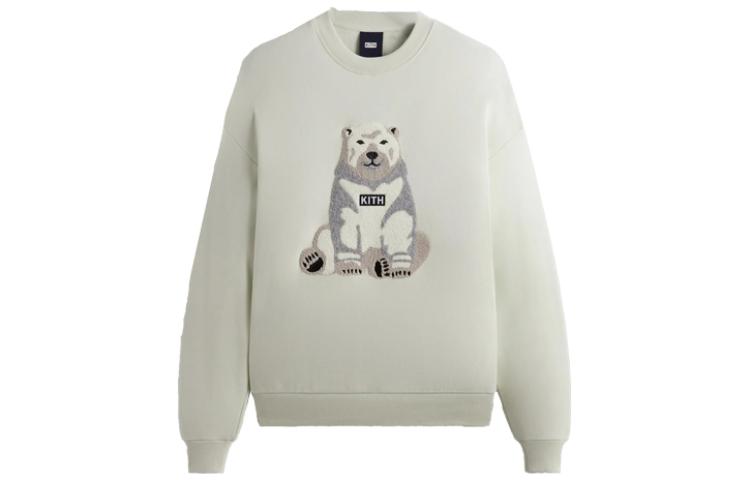 KITH FW23 Christmas Polar Bear Chenille Crewneck Sweatshirt Grey White Unisex khm031695-410