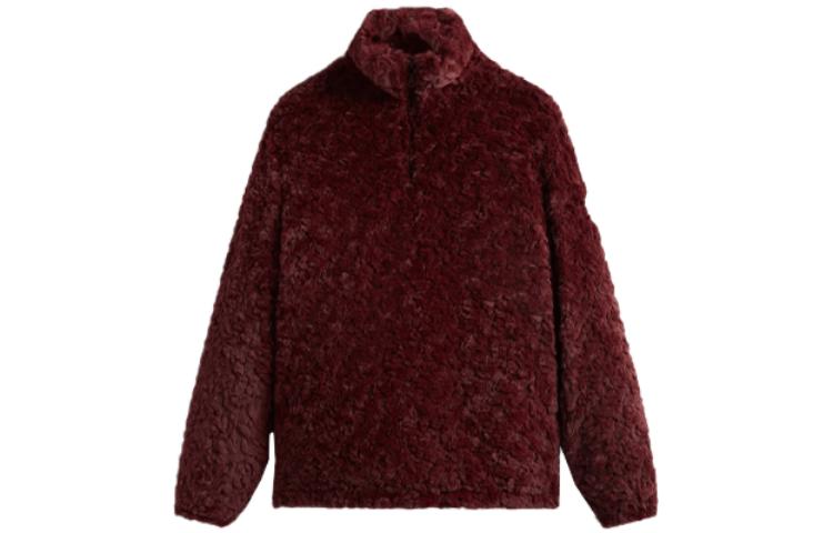 KITH FW23 Claremont Shaggy Sherpa Quarter Zip Maroon Unisex Pullover KHM010464-601