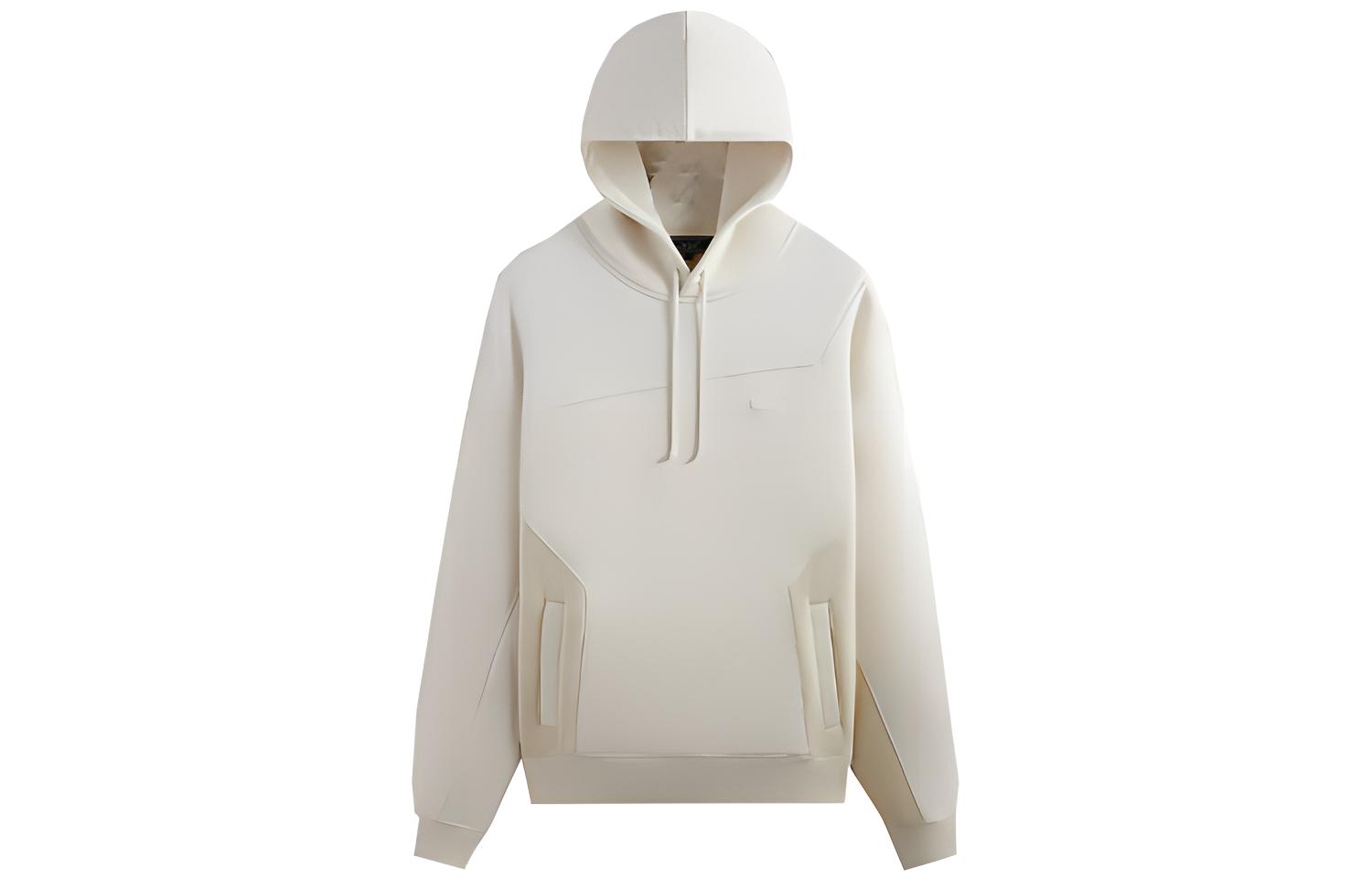 KITH FW23 Color-Blocked Madison Hoodie Beige Unisex Embroidered Logo Pullover KHM031502-956