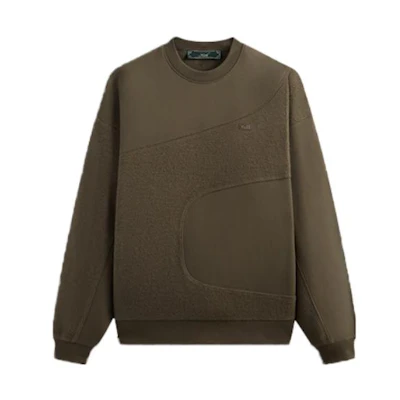 KITH FW23 Curved Seam Madison Crewneck Unisex Sweatshirt Army Green KHM031531-338