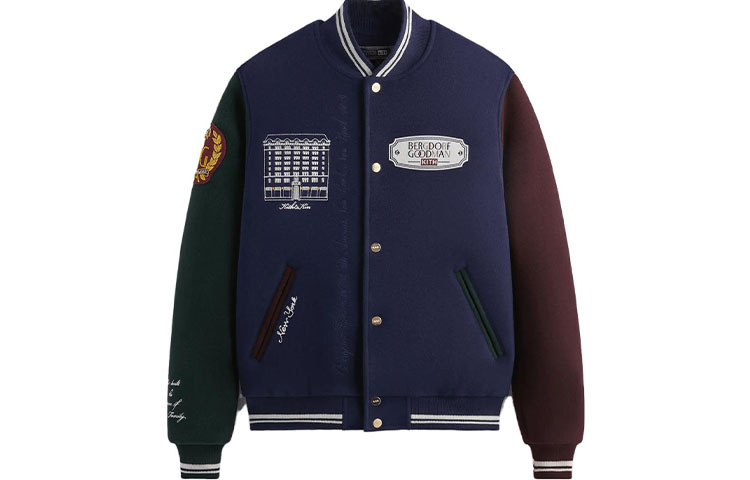 KITH FW23 Embroidered Varsity Jacket Blue Unisex KHM010405-413