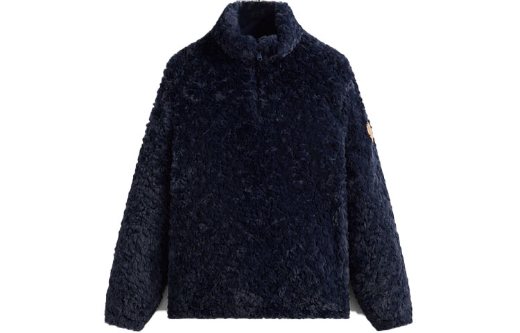 KITH FW23 Faux Fur Half-Zip Pullover Unisex Sweatshirt Deep Blue KHM010464-413