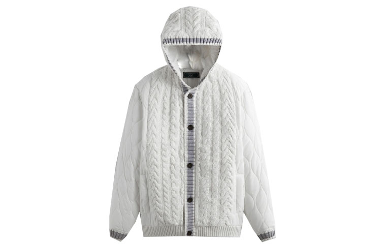 KITH FW23 Hewitt Combo Knit Hoodie White Unisex Cardigan Jacket KHM010487-116