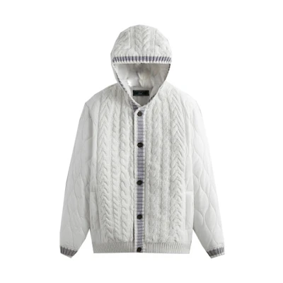 KITH FW23 Hewitt Combo Knit Hoodie White Unisex Cardigan Jacket KHM010487-116