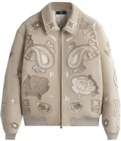 KITH FW23 Lamont Coaches Jacket Suede Paisley Patchwork Zip Collar Beige Unisex KHM010501-104 KITH FW23 Lamont Coaches Jacket Suede Paisley Patchwork Zip Collar Beige Unisex KHM010501-104