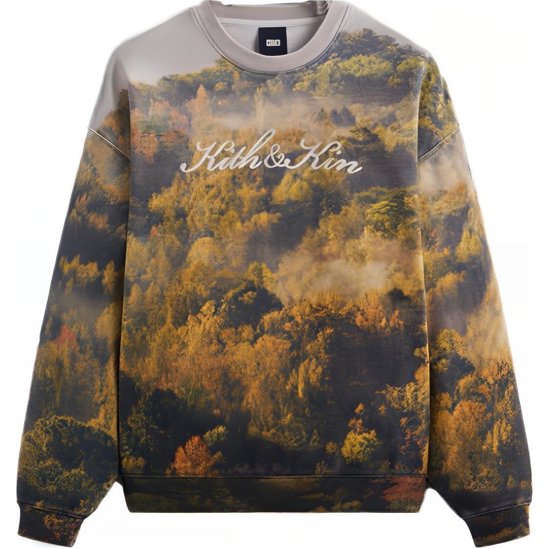 KITH FW23 Laurel Embroidered Leaf Crewneck Sweatshirt Unisex - Autumn Winter Collection. KHM031510-358