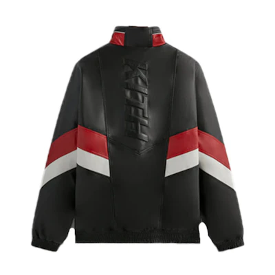 KITH FW23 Leather Maclay Jacket Black - Unisex Embossed Logo High Collar Zip Jacket KHM010377-001