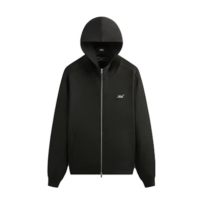 KITH FW23 Logo Embroidered Zip-Up Hoodie Unisex Black KHM031412-001