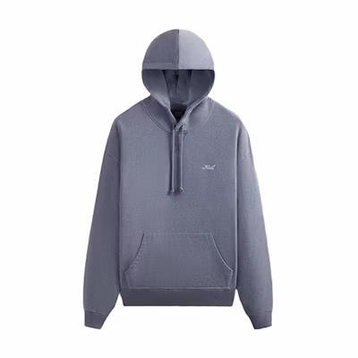 KITH FW23 Nelson Hoodie Small Logo Embroidery Drawstring Unisex Blue Hoodie. KHM031633-5002