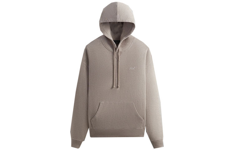 KITH FW23 Nelson Hoodie Small Logo Embroidery Unisex Stone Heather KHM031633-3014
