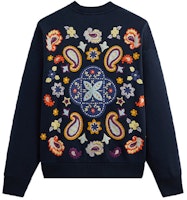 KITH FW23 Paisley Nelson Crewneck Blue Unisex Embroidered Pullover Sweatshirt. KHM031659-413 KITH FW23 Paisley Nelson Crewneck Blue Unisex Embroidered Pullover Sweatshirt. KHM031659-413