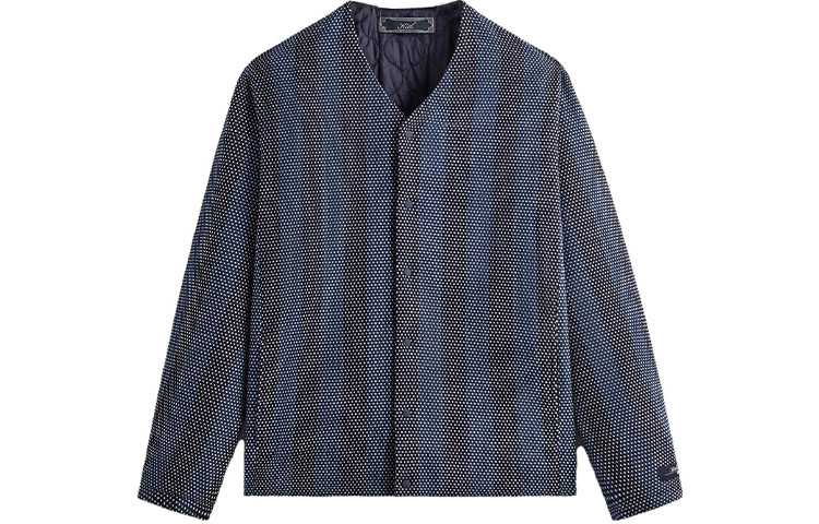 KITH FW23 Patchwork V-Neck Snap Button Jacket Blue Unisex KHM010474-413