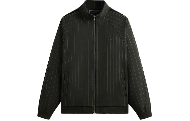KITH FW23 Retro Colorblock Striped Zip Track Jacket Unisex Dark Green KHM031512-302