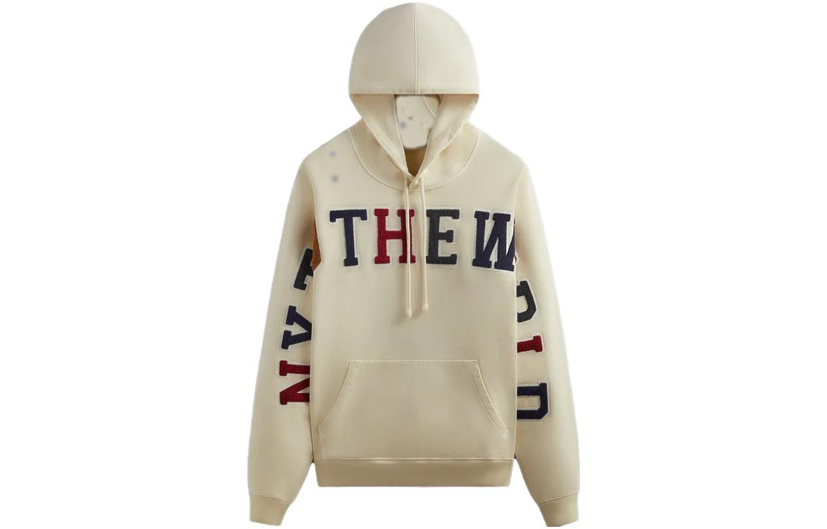KITH FW23 Sand Wool Drawstring Pocket Hoodie Unisex with Letter Patch Design KHM031520-104