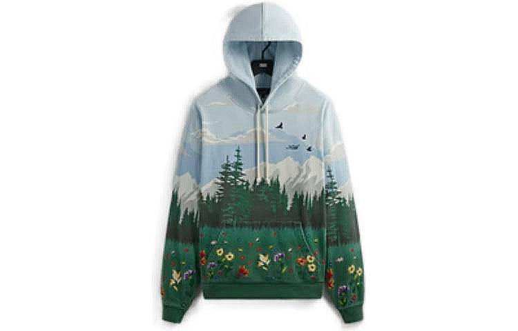 Order KITH FW23 Scenic Fleece Nelson Hoodie Blue - Unisex Drawstring Woodland Print. KHM010365-464
